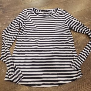 Eddie Bauer Navy Striped Long Sleeve Top